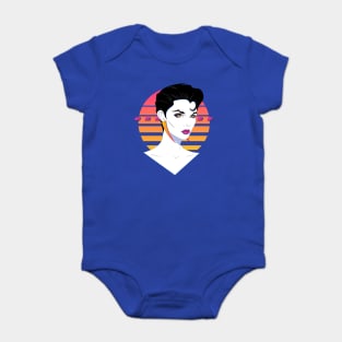 Retro Nagel Style Cyberpunk Portrait Baby Bodysuit